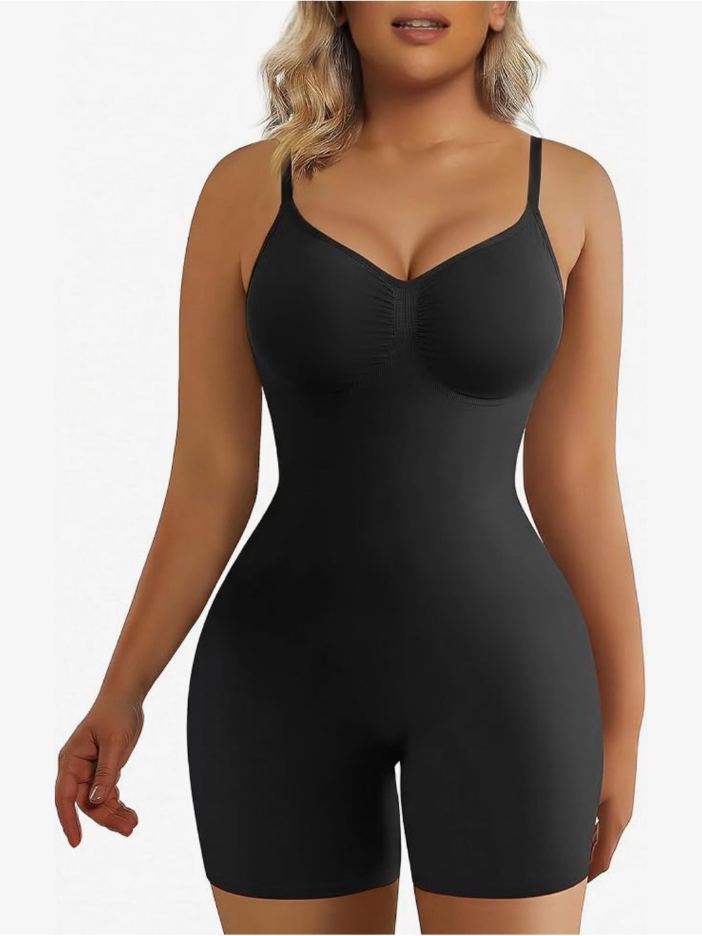 NWOT SHAPERX Black Tummy Control Bodysuit Shapewear Shorts 2X/3X